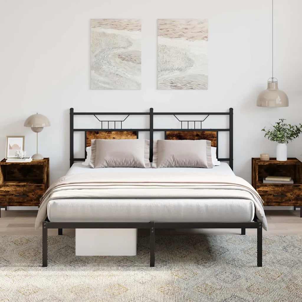 vidaXL Giroletto senza Materasso Rovere Fumo 150x200 cm in Truciolato