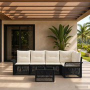 Set Divano da Giardino 6 pz Nero polyrattan 3434830