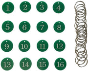Etichette numeriche con finitura acrilica lucida - Verde - Etichette numeriche 1-50 - Ideali per Ristoranti, Hotel e Scuole