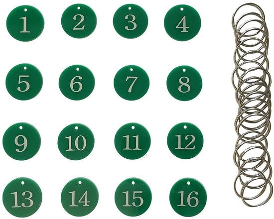 Etichette numeriche con finitura acrilica lucida - Verde - Etichette numeriche 1-50 - Ideali per Ristoranti, Hotel e Scuole