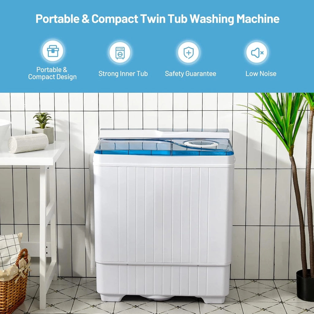 10021US-BL-FP Lavatrice automatica portatile compatta, bianca e blu