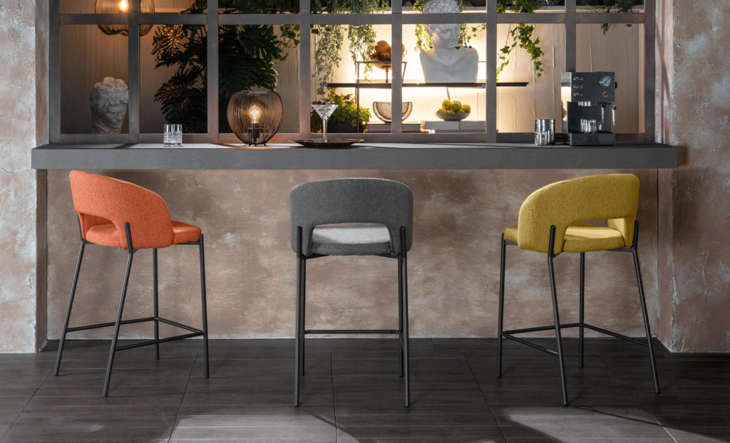 Set 2 Sgabelli 52x50x89 cm in Tessuto Greta Arancio