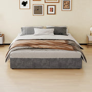 Struttura letto moderna 160x200 cm grigio in tessuto e metallo