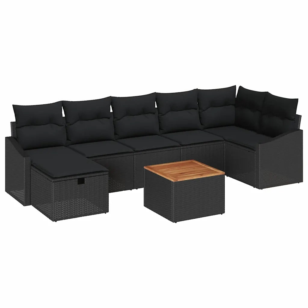 Set Divano da Giardino con cuscino 8 pcs Nero Poly Rattan 3360908