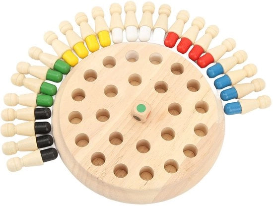 Schaakspel Hout - Portatile - 24 Pezzi a Colori - Gioco Educativo di Memoria - Per Bambini e Famiglie - Sviluppa Abilità Logiche