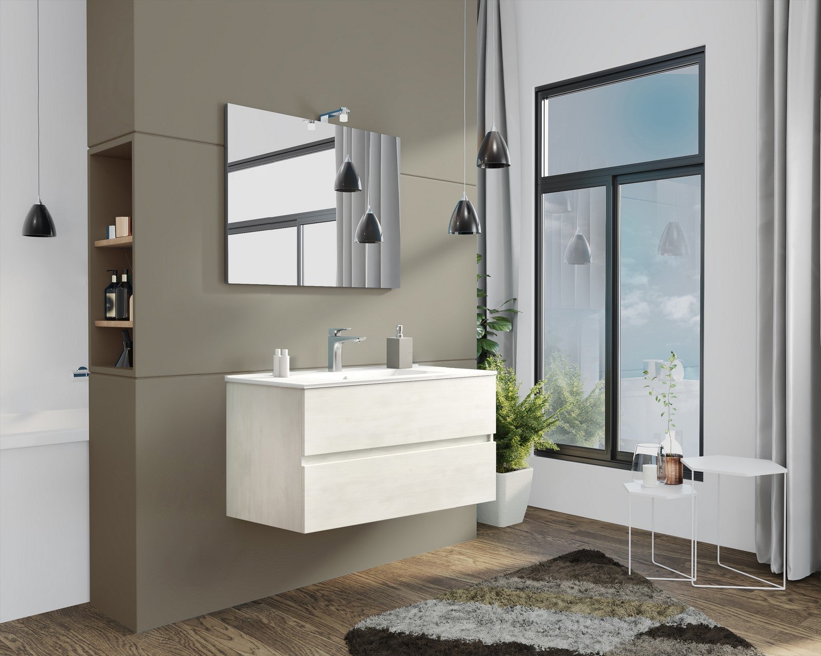 mobile bagno new splash cm.105 rovere bianco cod:ferx.56253