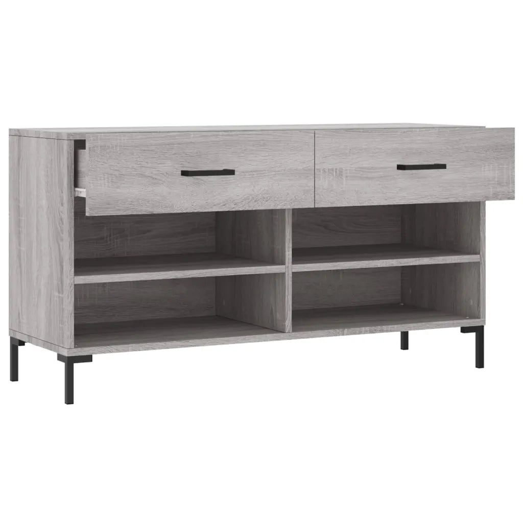 Panca Porta Scarpe-Sgabello-Panca Scarpiera Grigio Sonoma 102x35x55 cm Legno Multistrato 575186