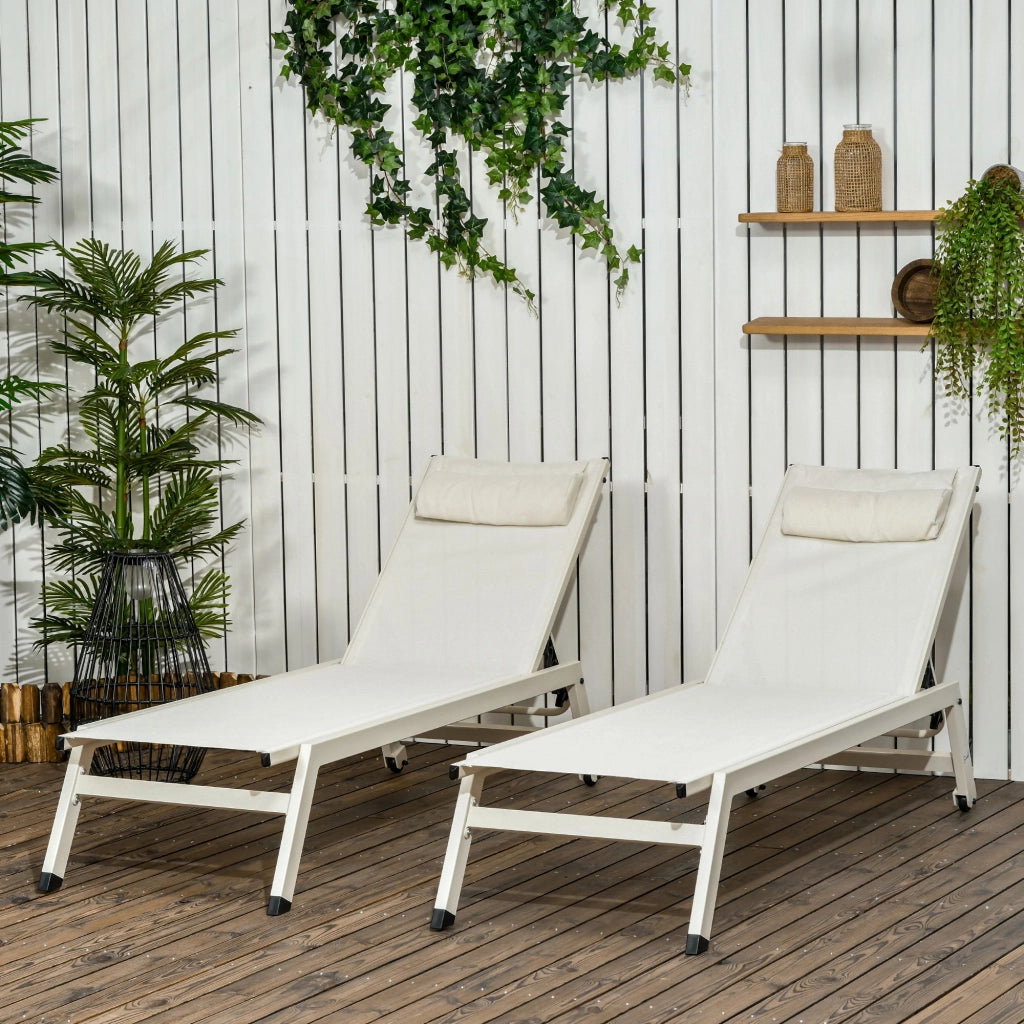 Chaise Longue Lettino ¨C zephmum ¨C Beige Poliestere Alluminio 55x195x30 cm