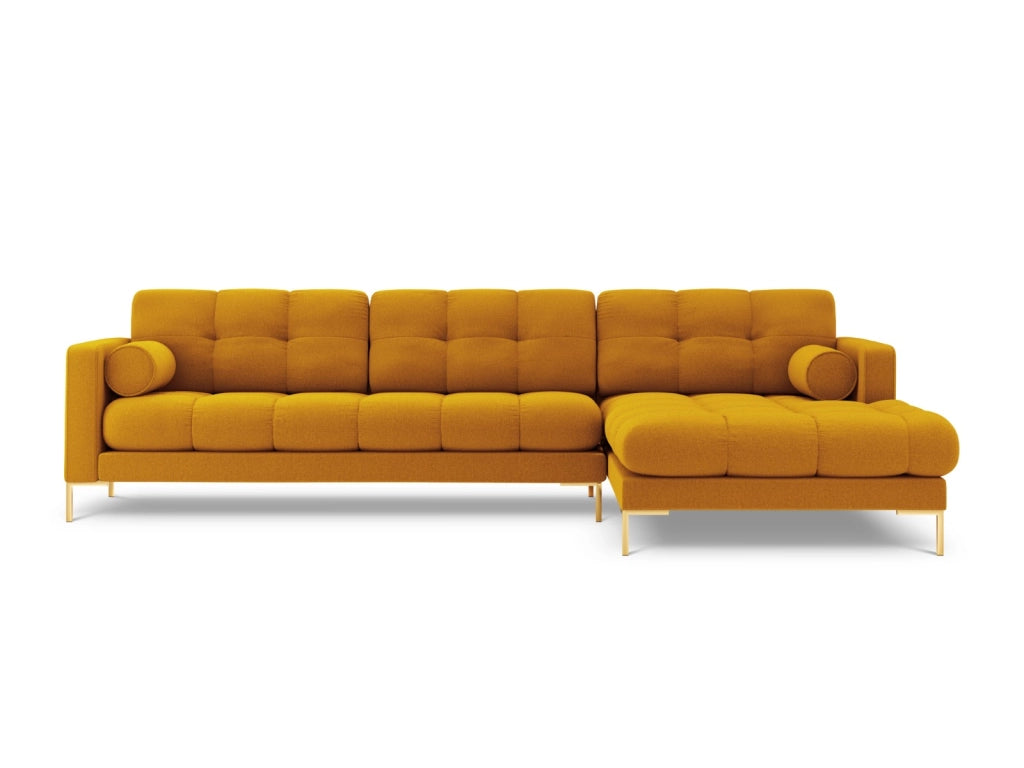 Cosmopolitan Design - Divano angolare destro "Bali" 5 posti in tessuto strutturato giallo 