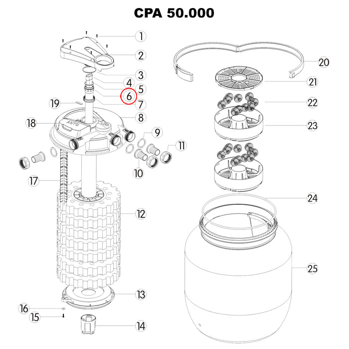 Pezzo di ricambio: serie CPA filtro a pressione per laghetto Boccola in vetro di quarzo