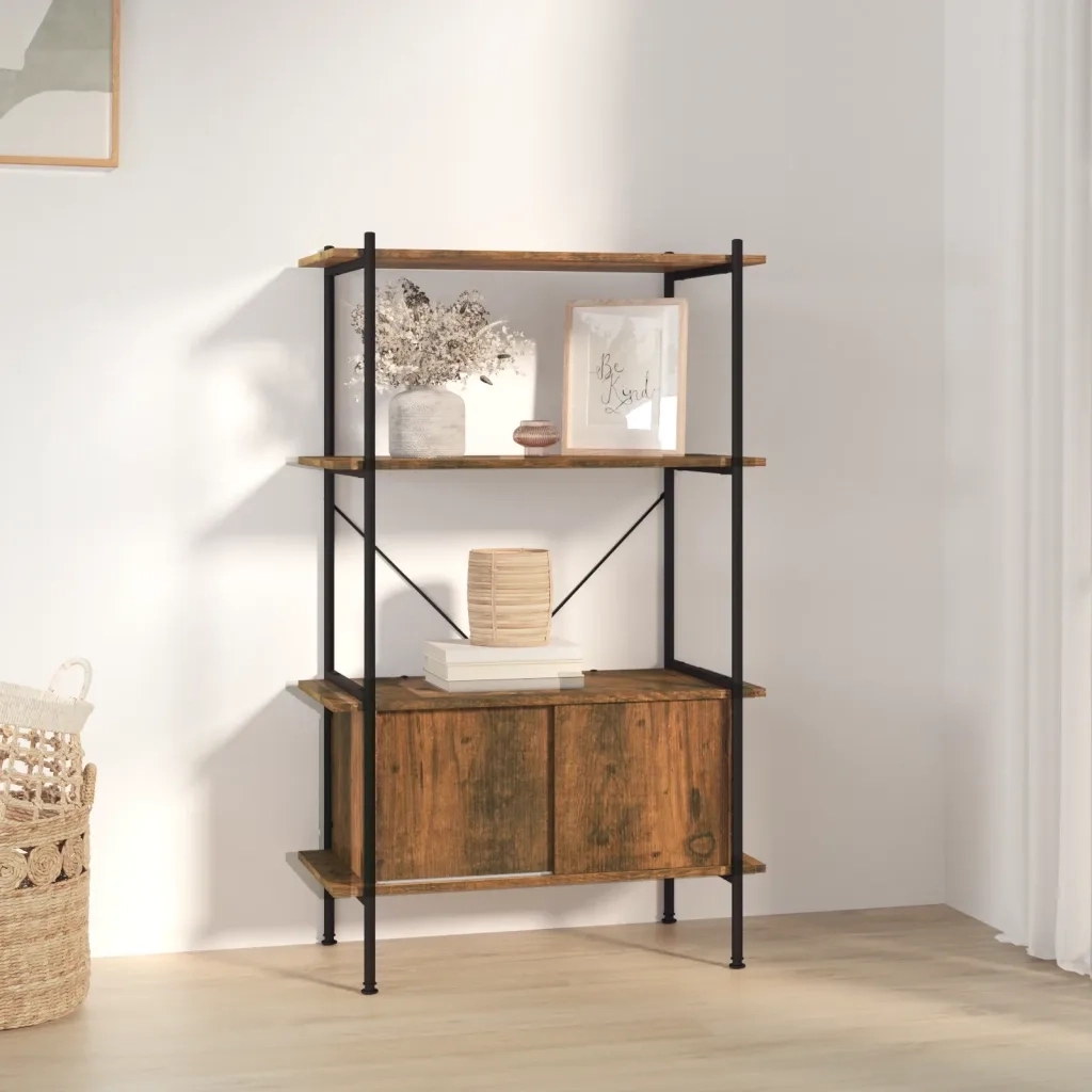 Scaffalatura 4 Livelli con Mobile 80x40x130 cm Acciaio e Legno CFW6126040