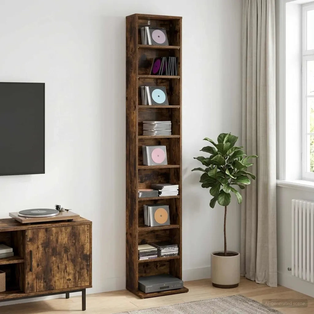 Mobile per CD Rovere Fumo 33 x 23,5 x 175 cm 8012650