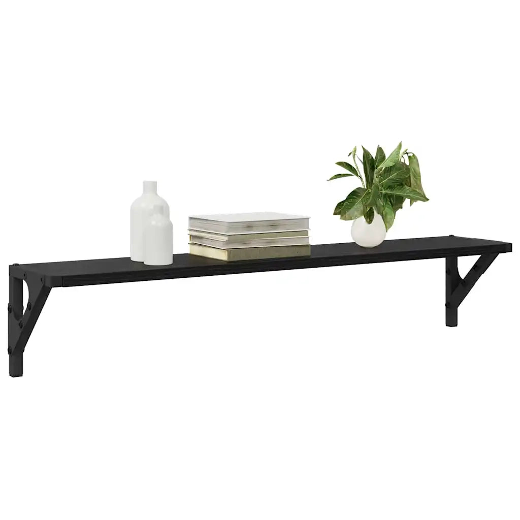 2 pz Scaffali da Parete | Mensola sospesa Rovere Nero 80 x 15 x 15,5 cm