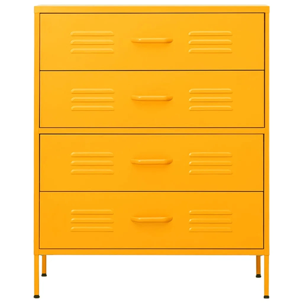 Cassettiera Giallo Senape 80x35x101,5 cm in Acciaio
