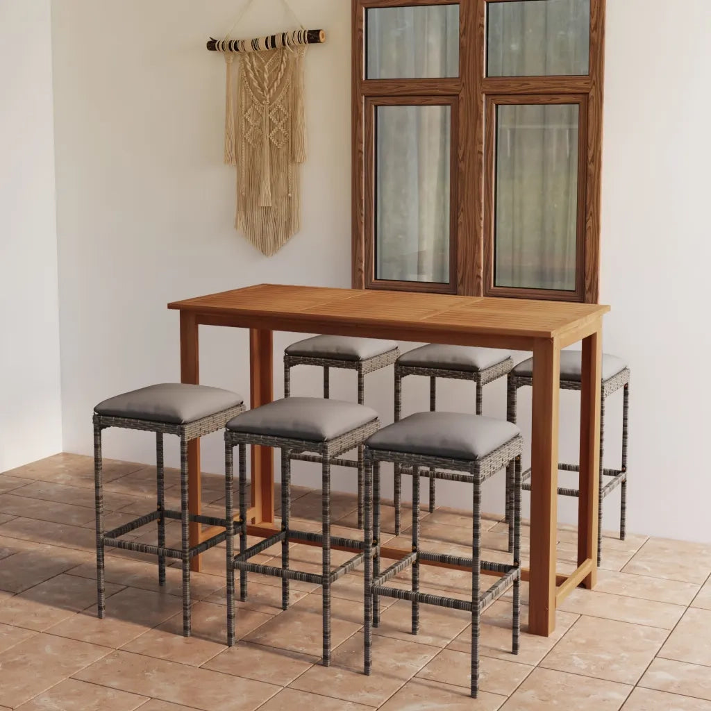Set da Bar da Giardino 7 pz con Cuscini Grigio cod mxl 53849