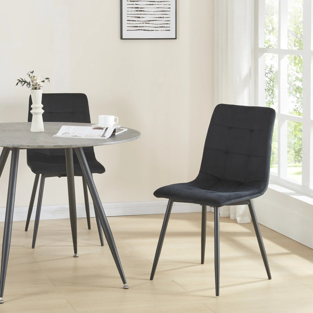 Set Lexnitz di 2 Sedie da Sala Pranzo Effetto Velluto Nero [en.casa]