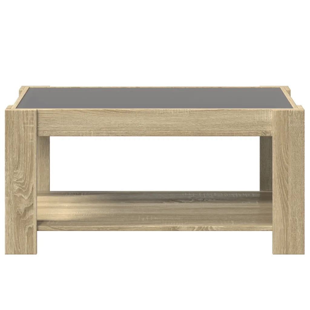 Tavolino salotto | Tavolino da caff¨¨ | Tavolino da Soggiorno con LED Rovere Sonoma 93x53x45 cm Multistrato