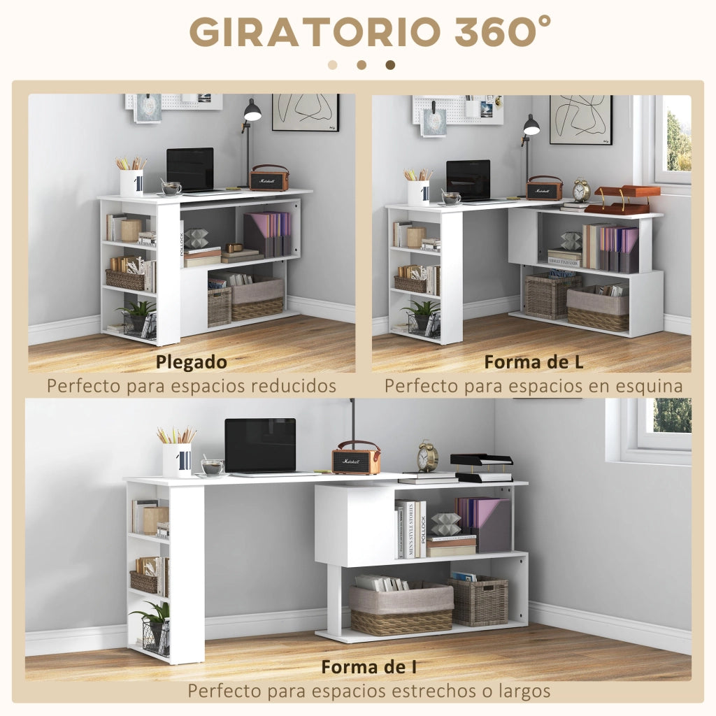 Scrivania Angolare Girevole ¨C zephmum ¨C Bianco 120x110 cm