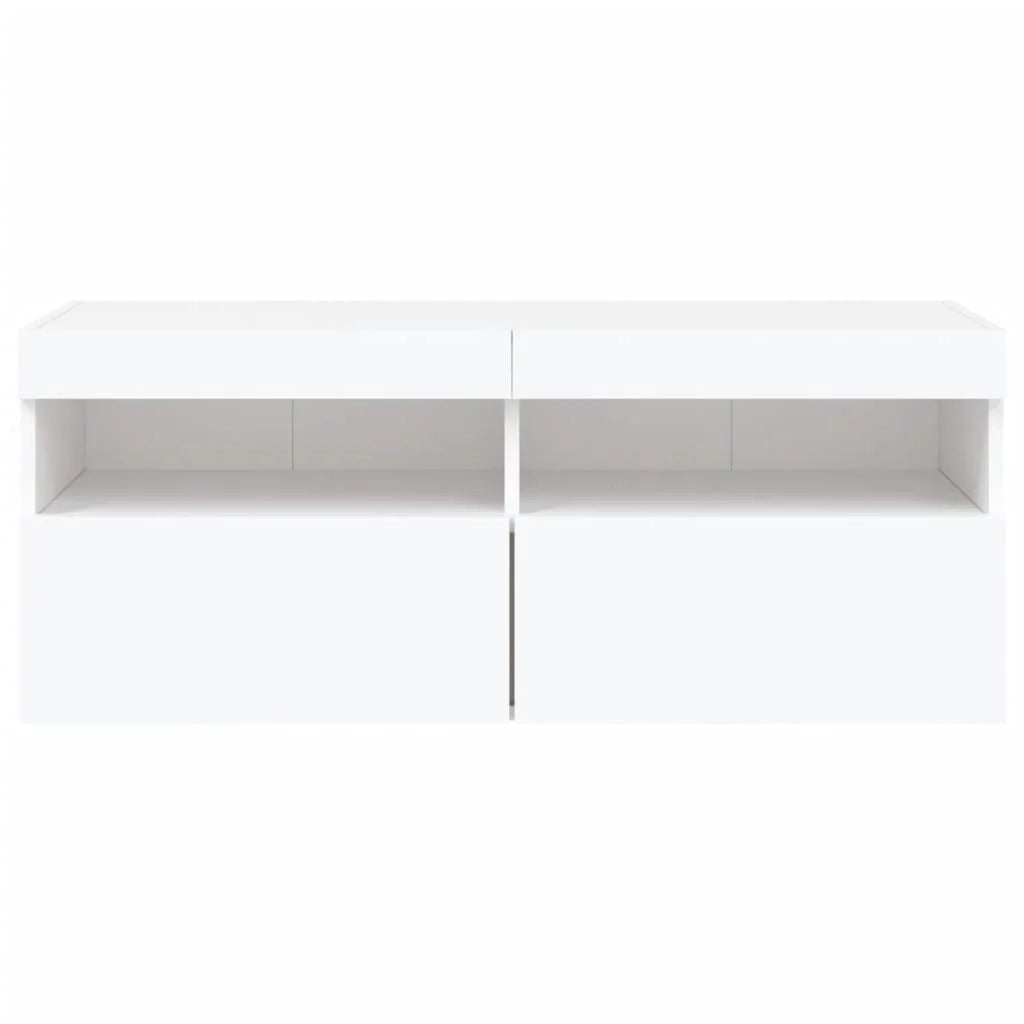 Mobile TV multimediale scaffale TV credenza mobile TV sala da pranzo soggiorno camera da letto mobile da parete con luci LED 100 x 30 x 40 cm bianco 02_0027835