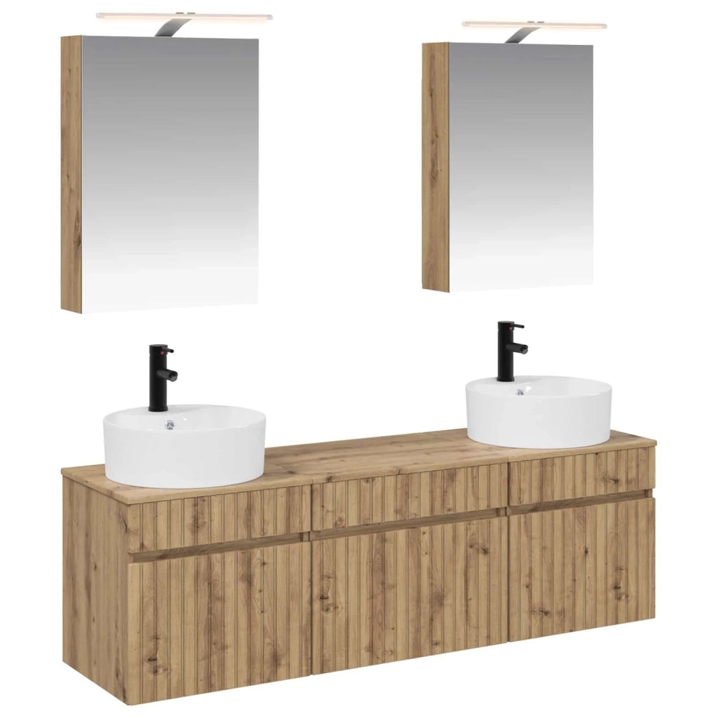 Set di Armadi da Bagno 5 pcs Rovere Artigianale 3406598
