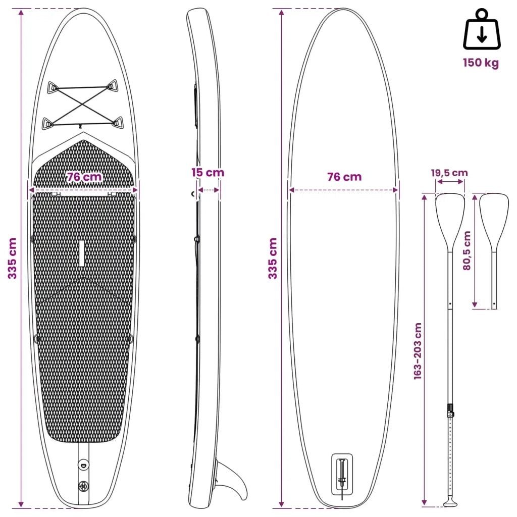 SUP Board con Seggiolino 2-in-1 POSEIDON 335 x 76 x 15 cm Verde 42039130