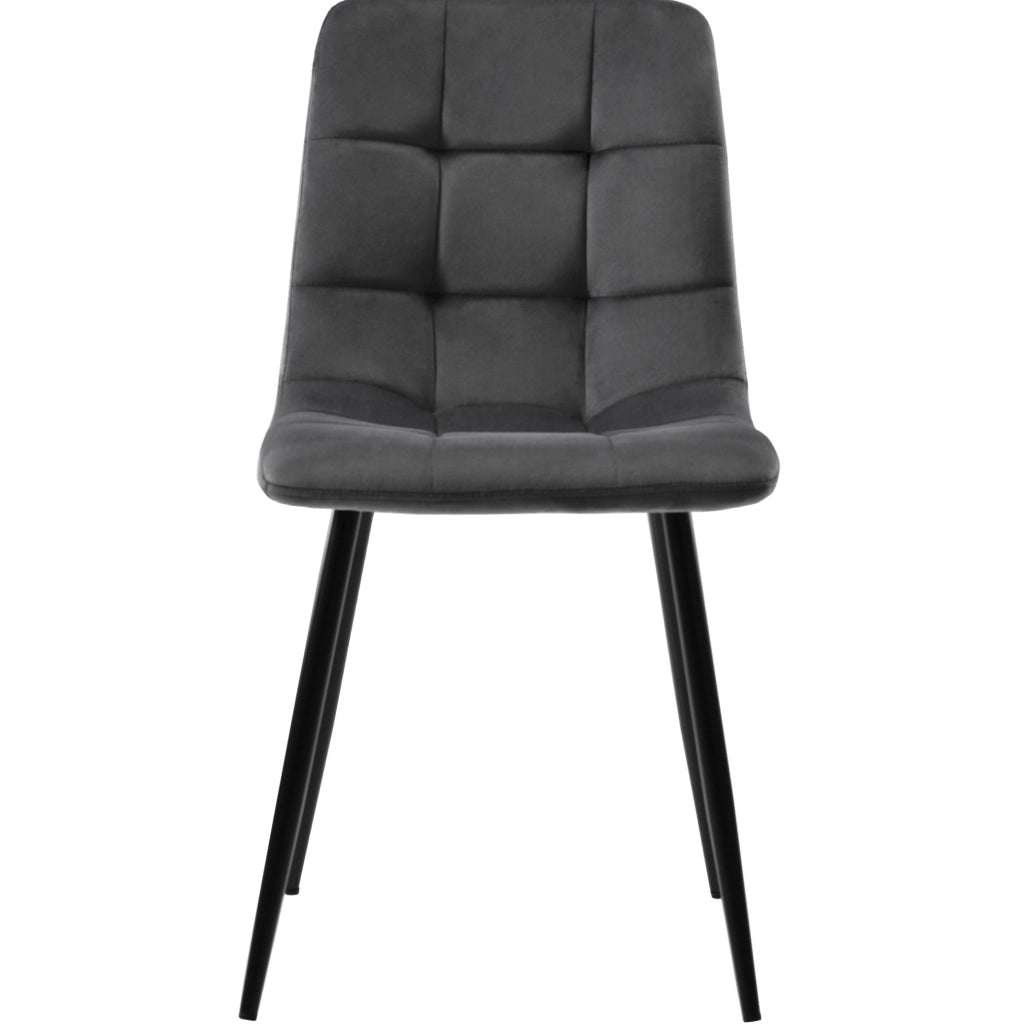 Set da pranzo 100x100x76 cm con 4 sedie; piano effetto marmo in MDF; metallo e velluto nero