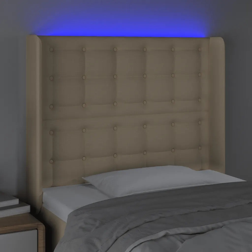 Testiera a LED Crema 83x16x118/128 cm in Tessuto 3124461