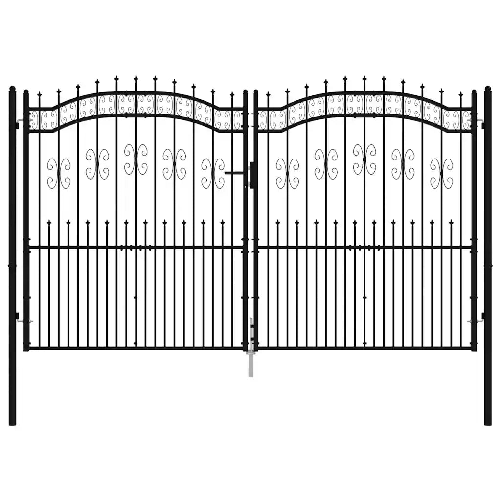 Recinzione Cancello con Punta a Lancia Nera 305x223cm Acciaio cod mxl 42311