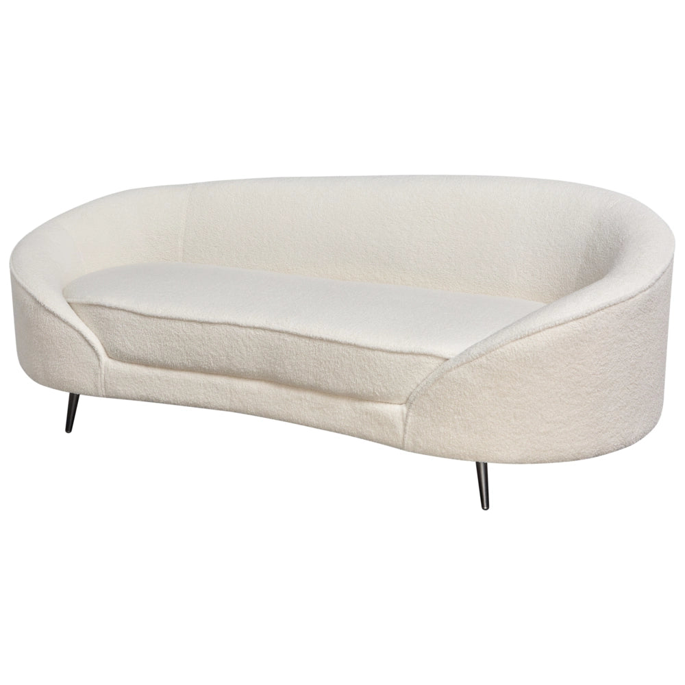 Divano velluto bianco glamour curvo in stile retrò a 2 posti con gambe metallo