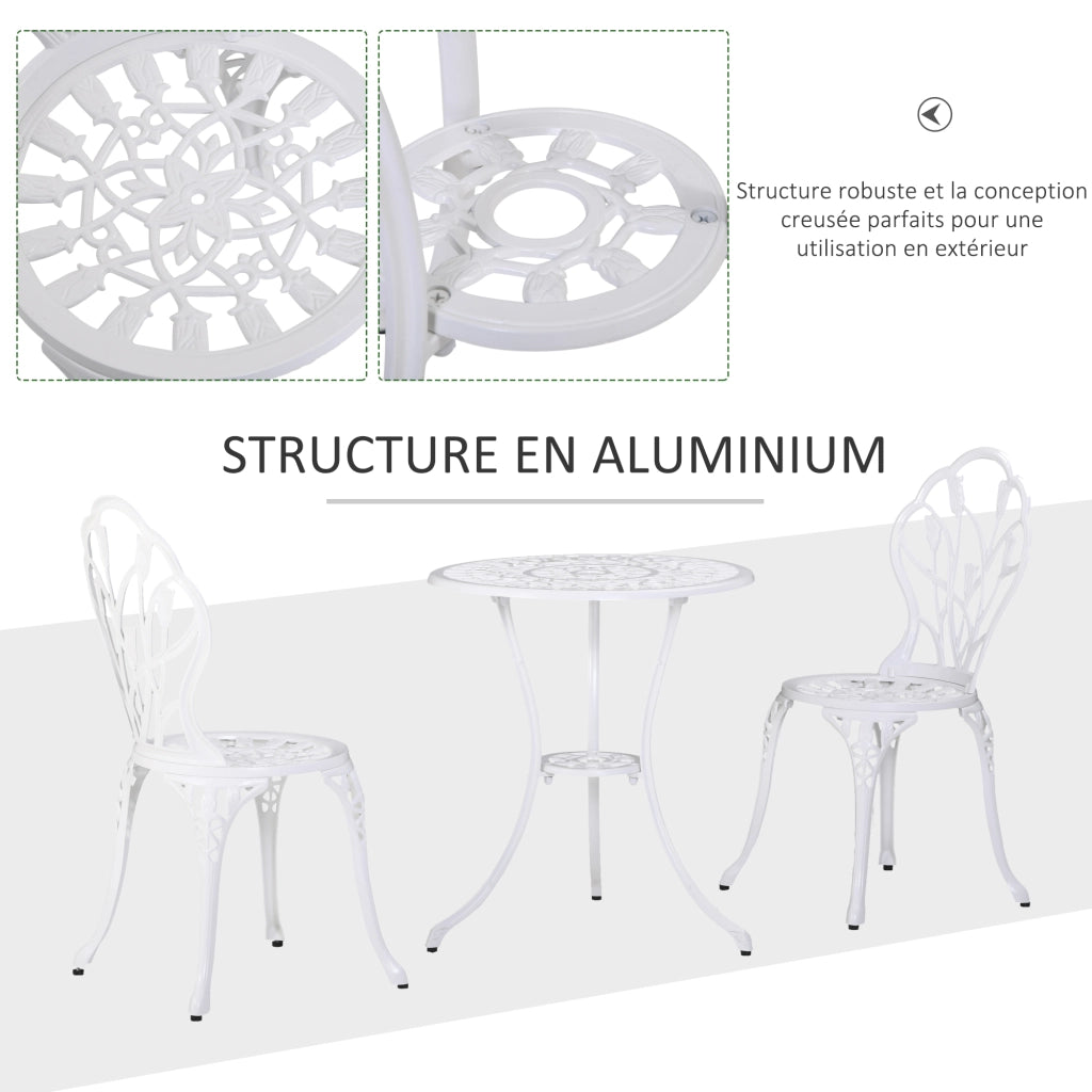 Set Giardino 2 Posti ¨C zephmum ¨C Divano 2 Sedie Tavolino Rotondo in Alluminio Bianco