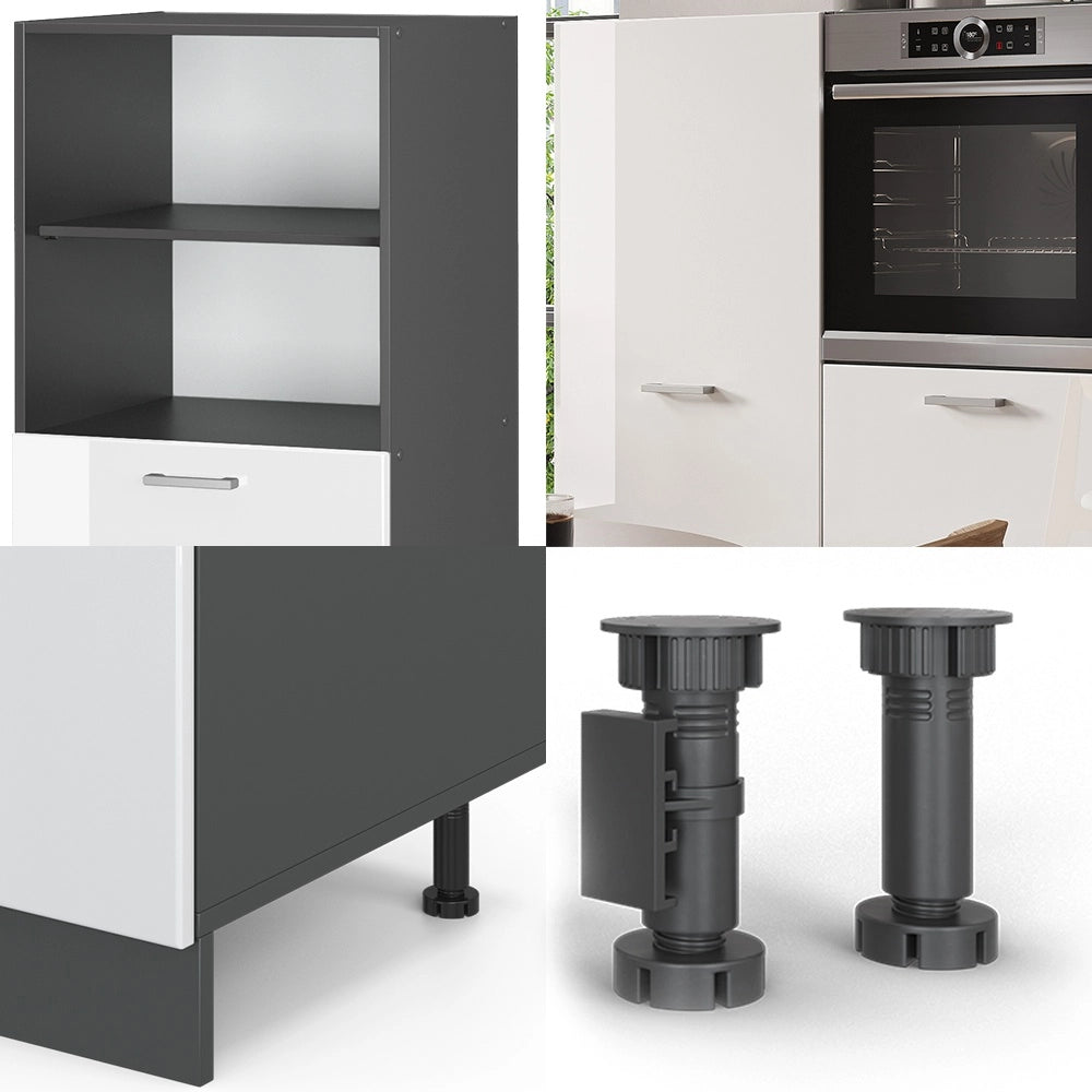 Cucine componibili piccole R-Line Bianco lucido/Antracite 180 cm senza piano di lavoro Vicco