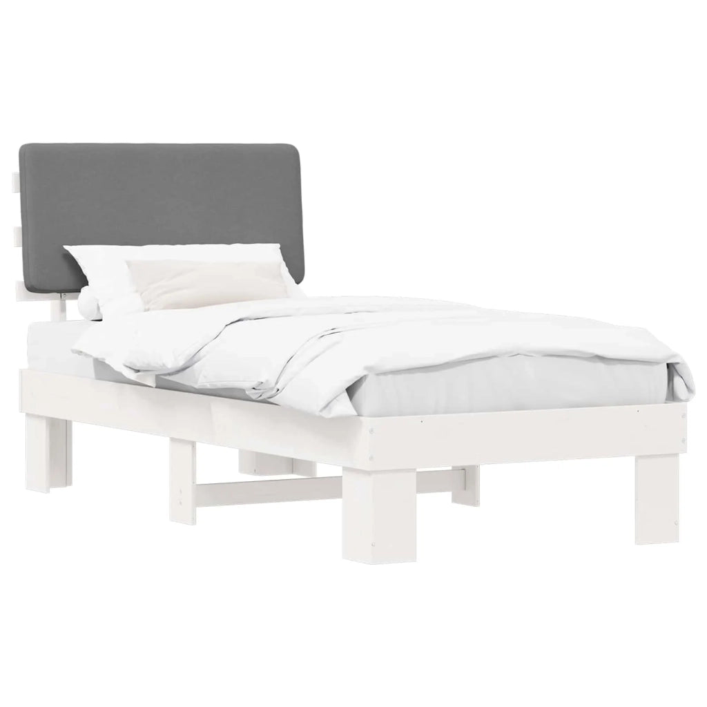 Letto con Testiera Rivestita Grigio chiaro 90 x 190 cm 877388