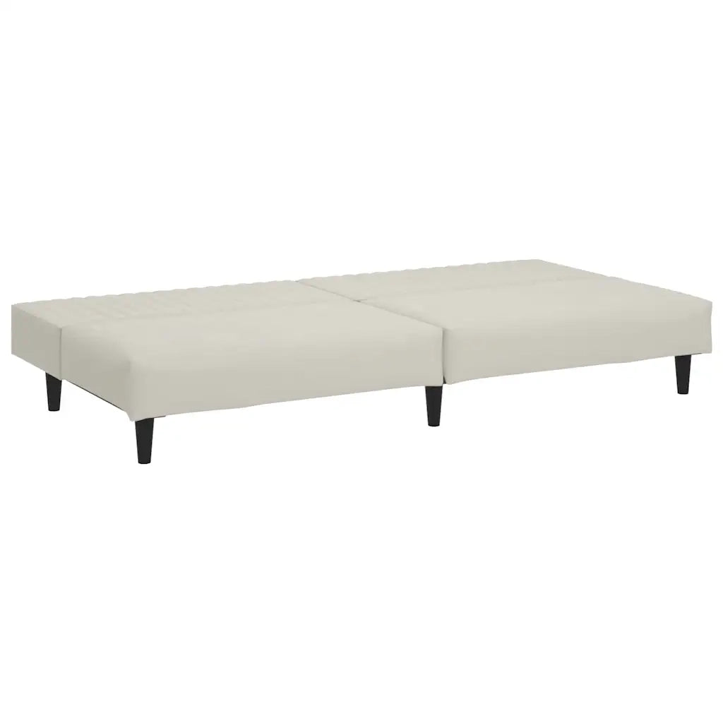 Divano Letto a 2 Posti Crema in Velluto 375935