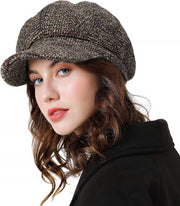 Baret da Donna - Inverno Caldo Baret - Stile Vintaggio Baret Quadrato - Casual Baret Quadrato in Lana Ruvida - Baret Adattabile - Misura Cappello 56-58cm