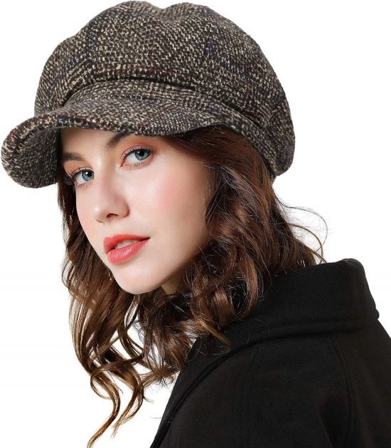 Baret da Donna - Inverno Caldo Baret - Stile Vintaggio Baret Quadrato - Casual Baret Quadrato in Lana Ruvida - Baret Adattabile - Misura Cappello 56-58cm