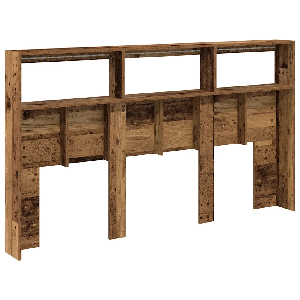 Testiera con Contenitore a LED Legno Antico 180x17x102 cm