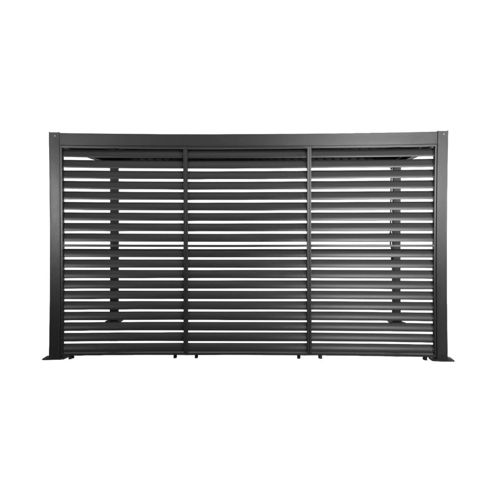 Pergola bioclimatica 3x4m in alluminio e acciaio + 3 persiane 1.3m,
