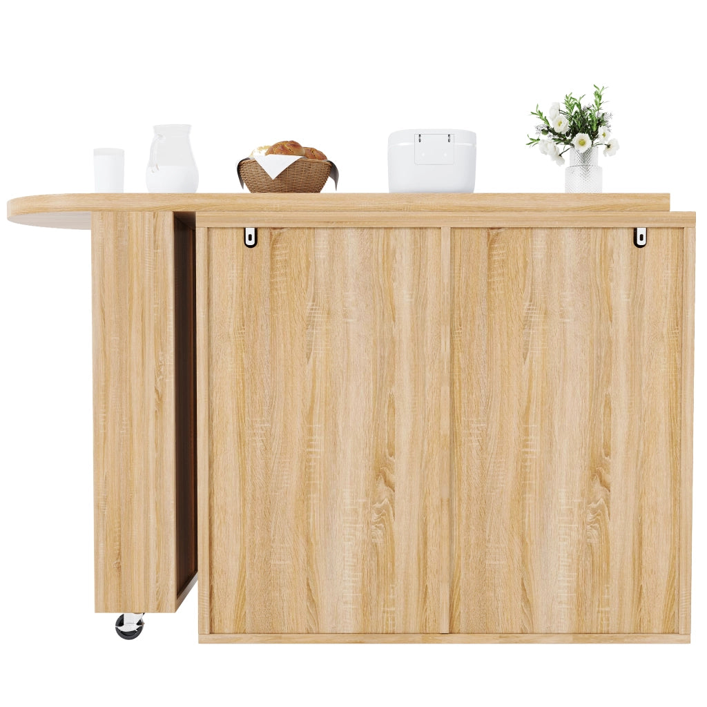 Tavolo Bar con 6 Cassetti e Ante in Rattan ¨C MINIMAL ¨C Metallo, Girevole 360¡ã