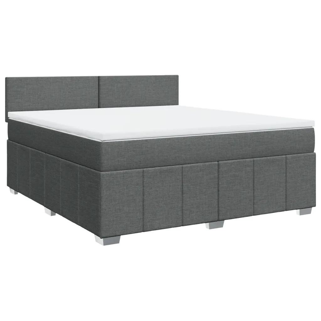 Giroletto a Molle con Materasso Grigio Scuro 180x200 cm Tessuto