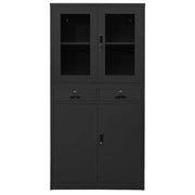 Armadio per Ufficio Antracite 90x40x180 cm in Acciaio e Vetro 336424