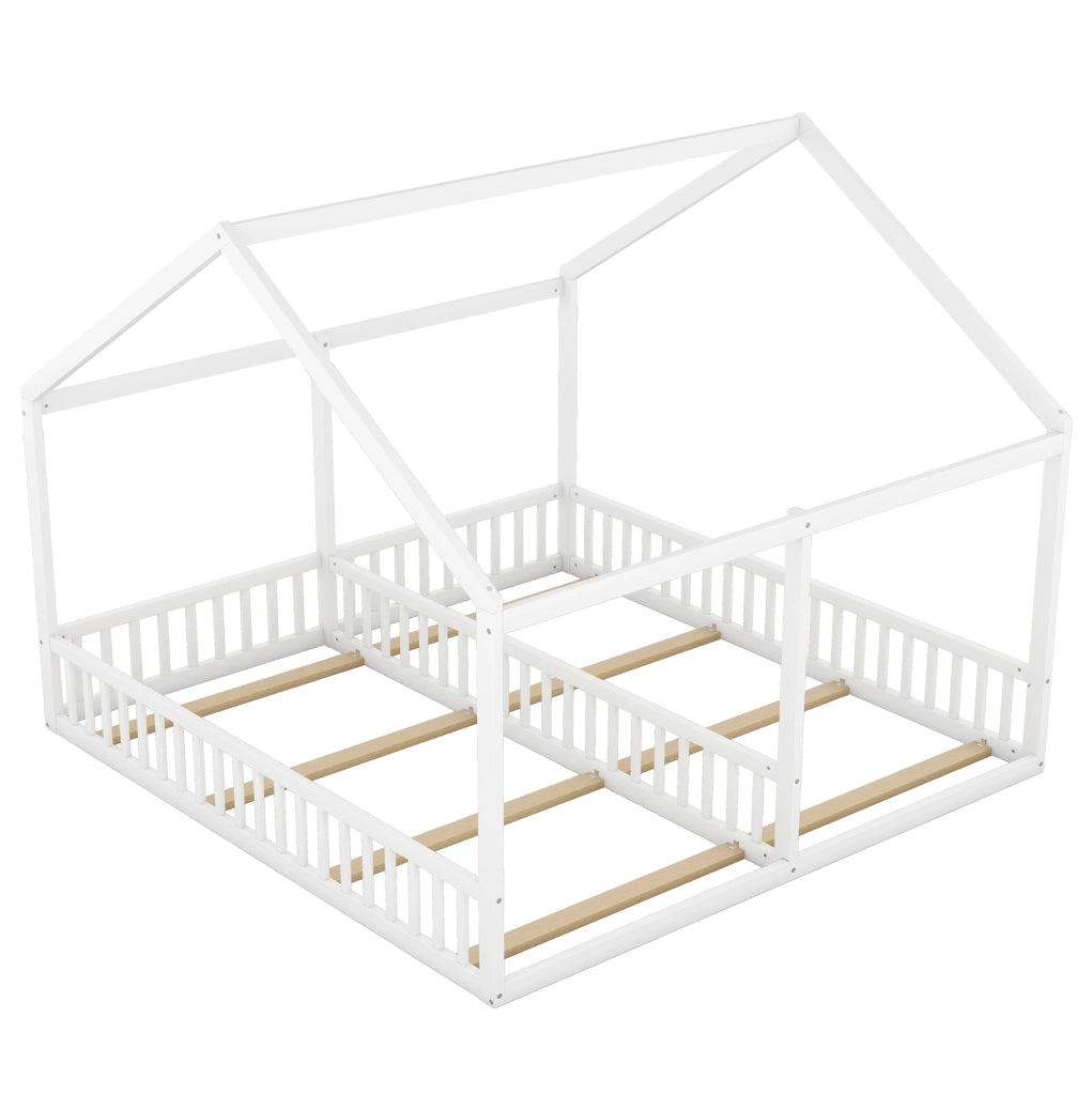 Letto per bambini doppio a casetta 90x200 cm bianco