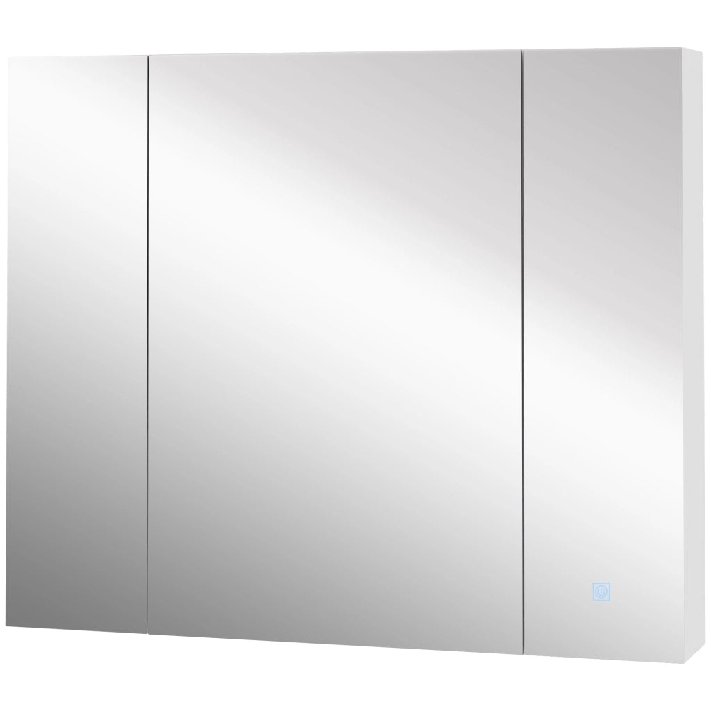 Armadietto Bagno con Specchio Luci LED e Ripiani Regolabili ¨C zephmum ¨C Bianco 90x15x75 cm