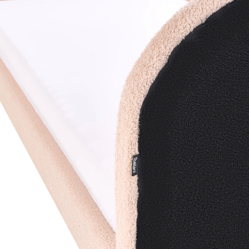 Letto Beige Beige Boucle Imbottito Telaio Poggiatesta 3ft EU Singolo Dimensione Camera da letto Bambini Camera Moderna Tradizionale