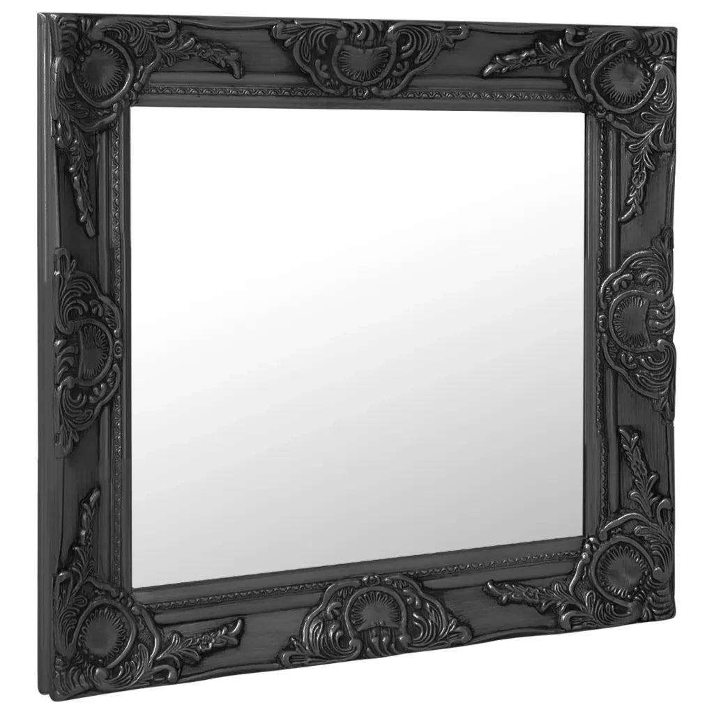Specchio da Parete Stile Barocco 60x60 cm Nero 320335