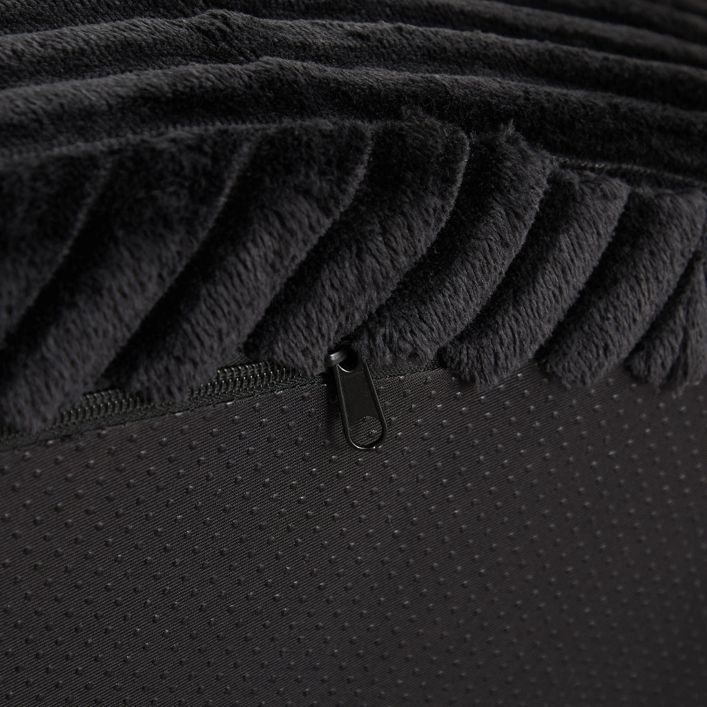 Fauteuil lounge rotondo con braccioli larghi e 3 cuscini, in velluto a coste e schiuma con molle nero 110 cm