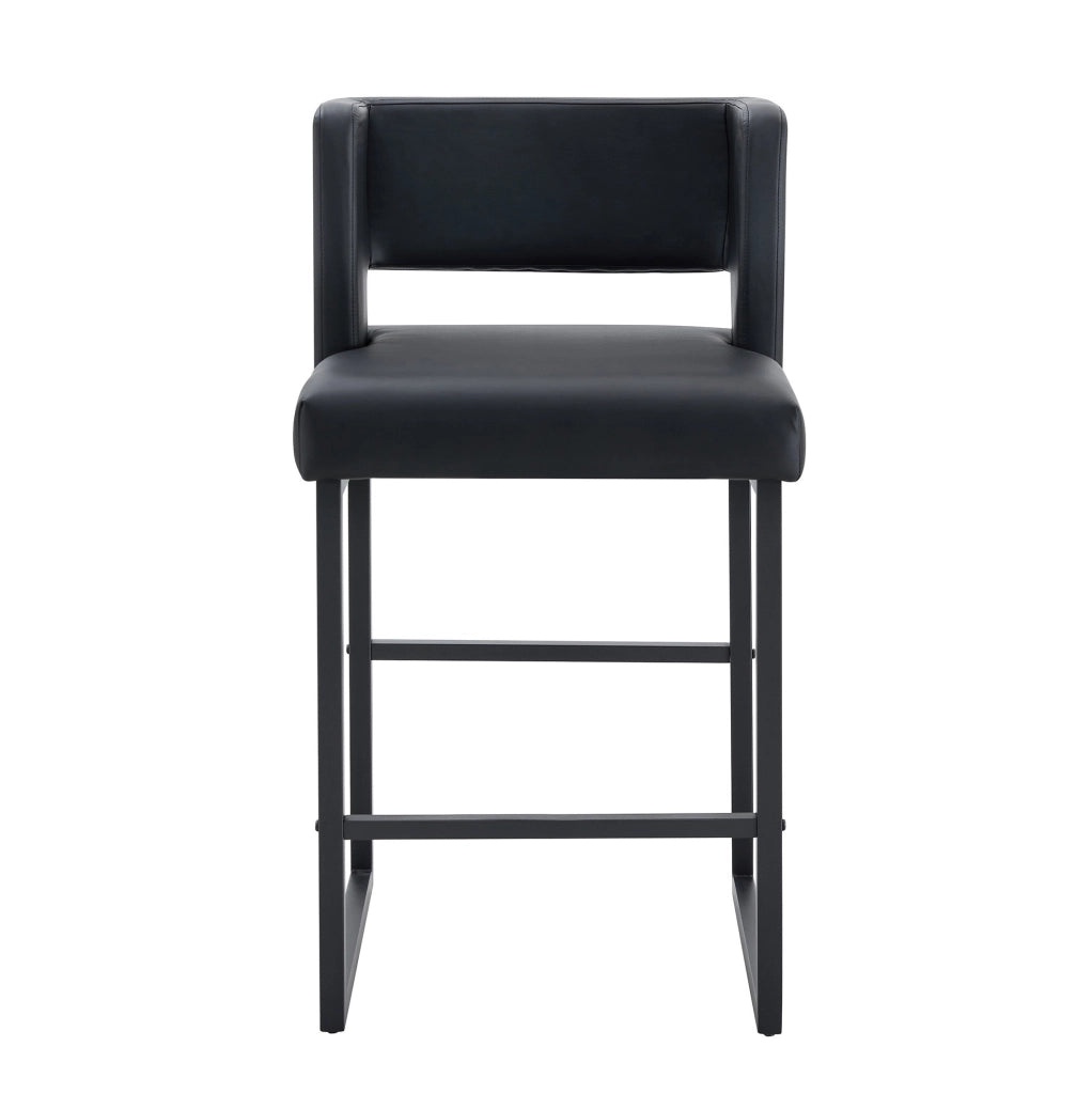 Sgabello da bar nordico nero in PU con gambe in metallo