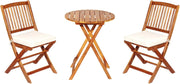 Set Tavolo e Sedie da Giardino, Set Mobili da Giardino Pieghevoli 3 Pezzi in Legno di Acacia, con Cuscini, Arredo Giardino per Giardino Terrazzo Balcone (Cuscini Beige)