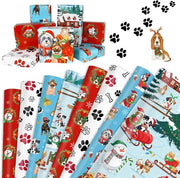 Papier per Cadeau per Cani 8 Stuks - Pianta di Cane/Cadeau con Fregio - Riciclabile - Confezione per Regali di Natale - 70 x 50 cm - Ideale per Amanti di Cani
