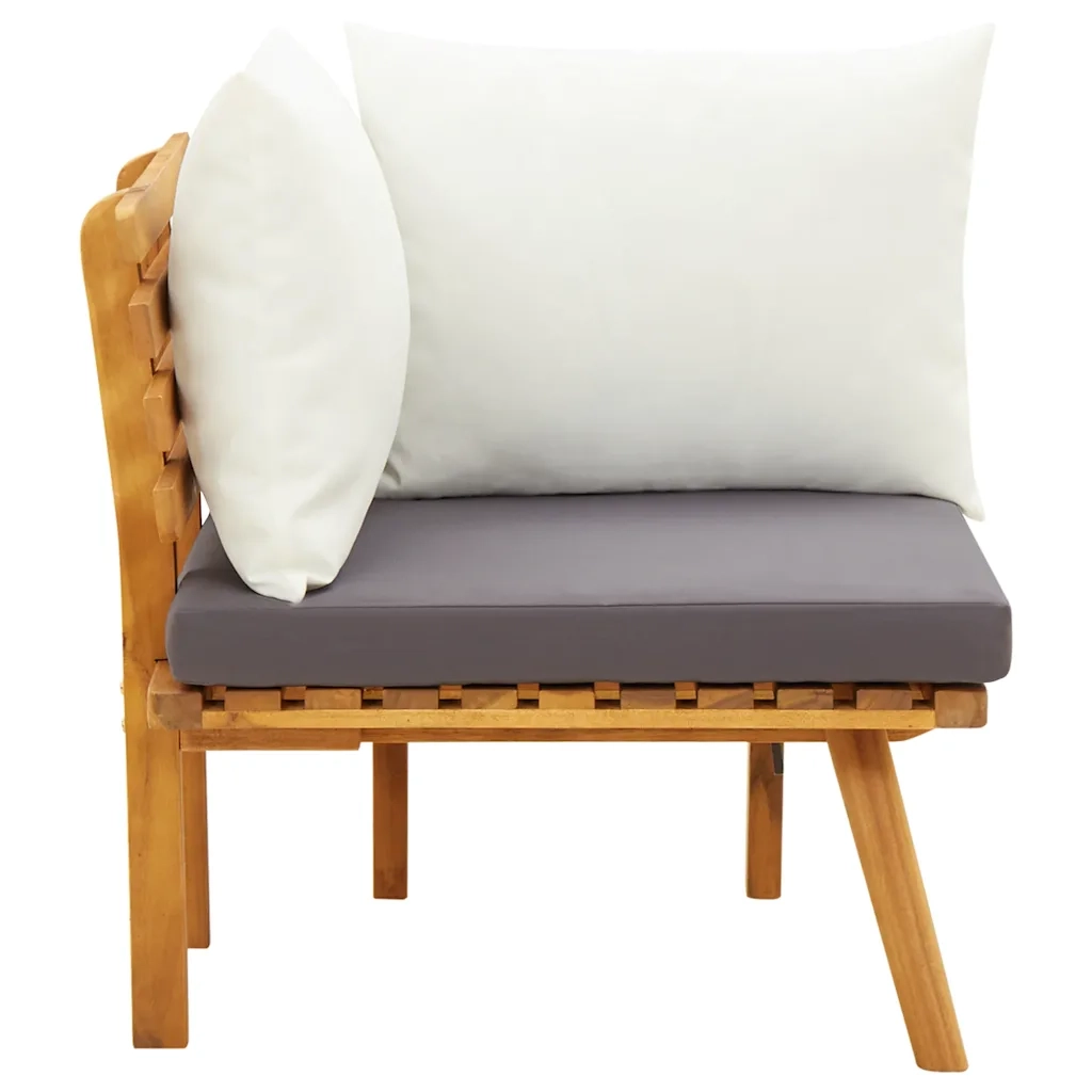 Divano Angolare da Giardino con Cuscini-Sofa da Giardino-Divanetto da esterno in Legno d'Acacia
