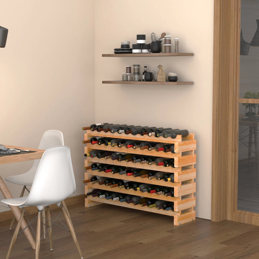 Cassettiera per vini 72 bottiglie ¨C zephmum ¨C 114x28x85cm legno pino naturale